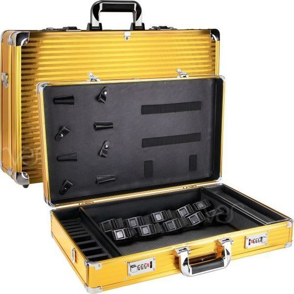Golden Professional Barber Travel Case Tools Organizer with...